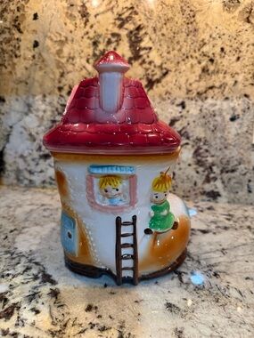 Vintage Ceramic Storybook House Cookie Jar - Old Lady in the Shoe